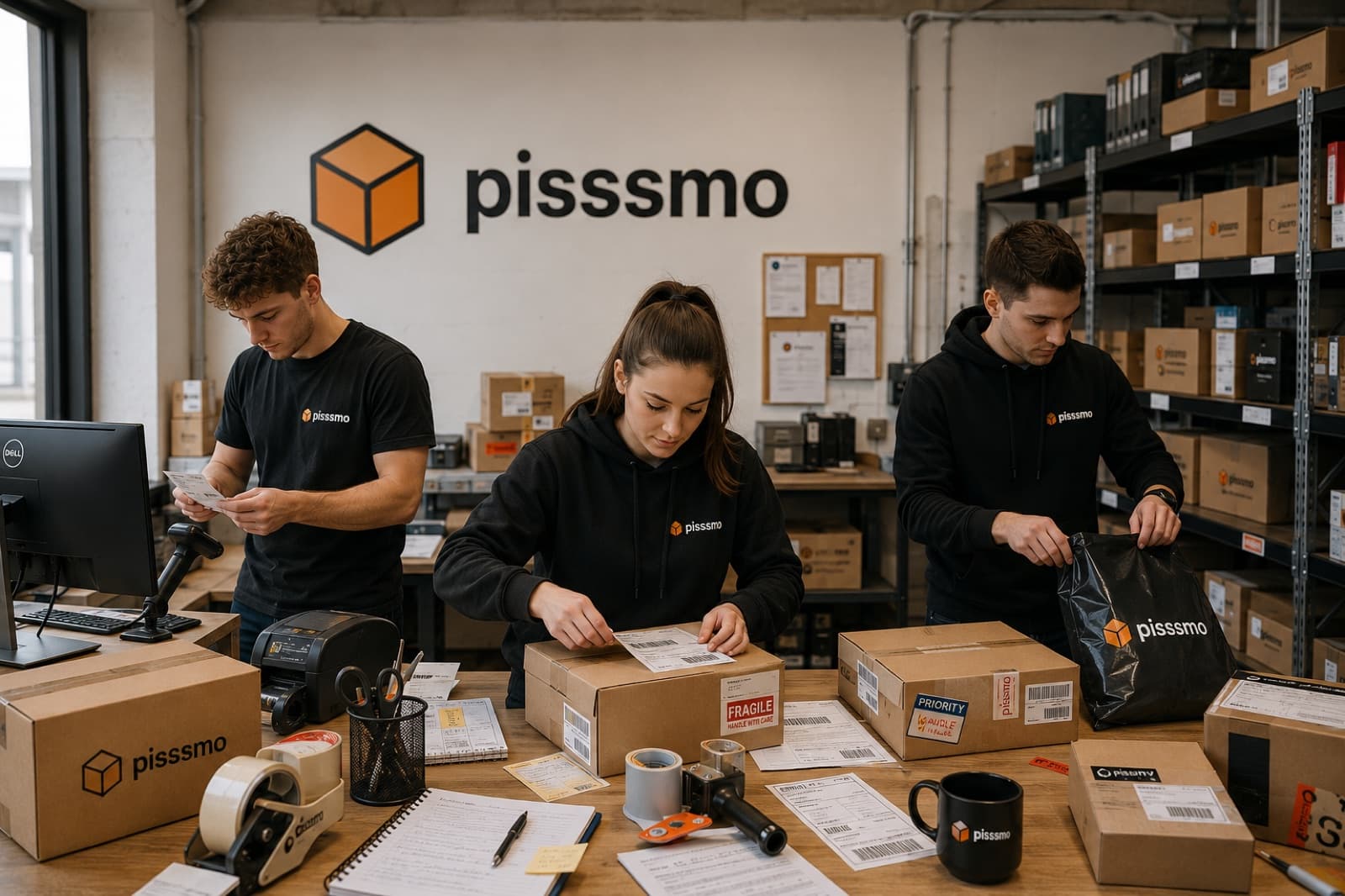 Команда pisssmo работает на складе в Риге — приём и обработка посылок
